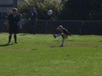 Dylan giving a big kick to the ball